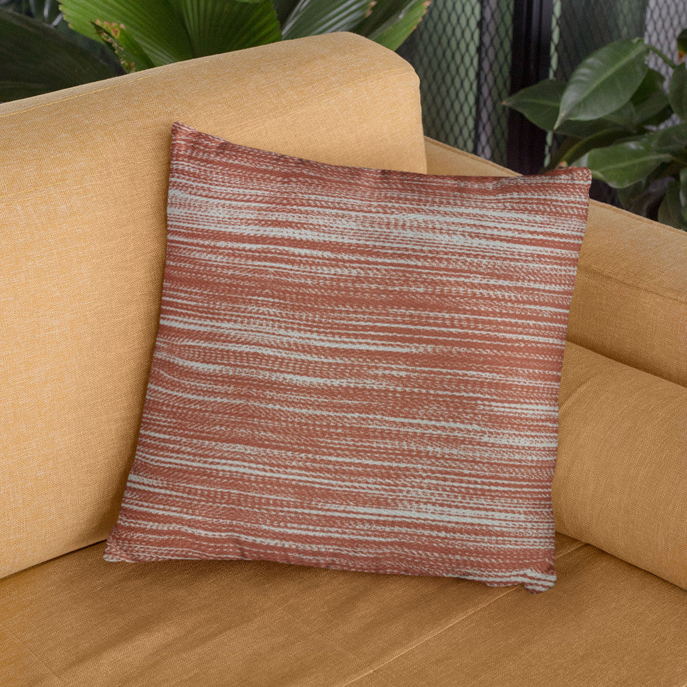 Plutus Red Beige Shower Stripe Luxury Throw Pillow, 22"x22"