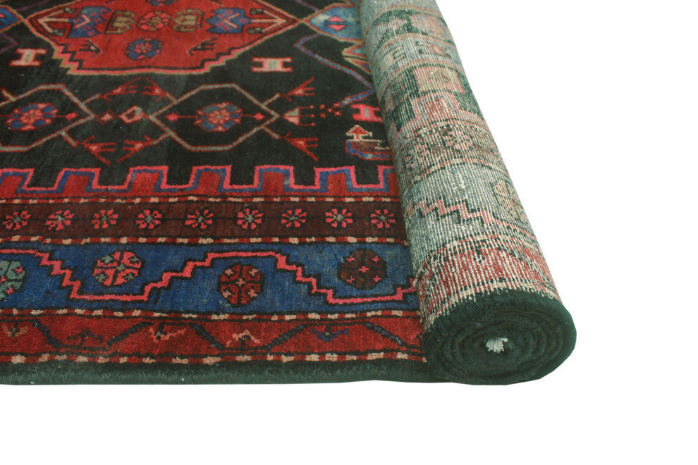 Fine Vintage Distressed Kora Charcoal/Rust Runner, 4'7x13'0
