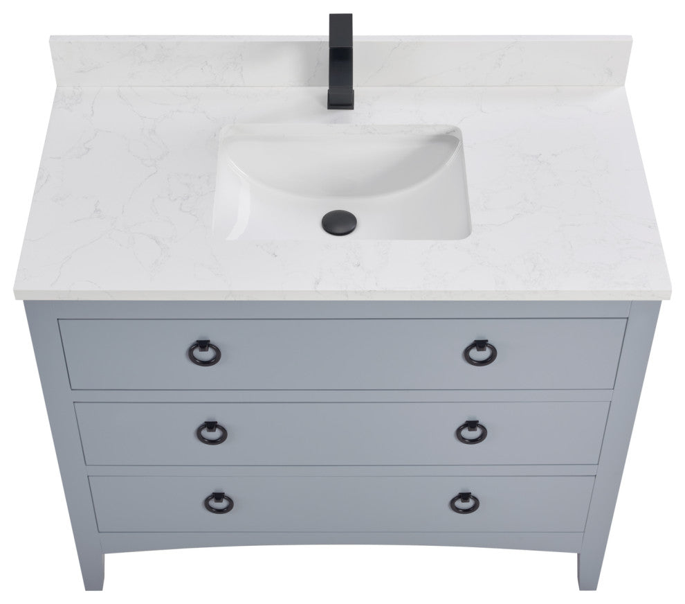 Legion Furniture WS2518 Series Bathroom Sink Vanity, Cadet, 42", Artificial Stone Top, Single Sink