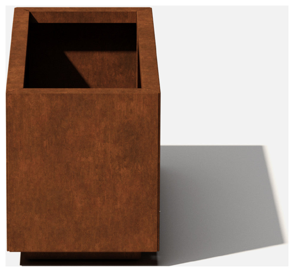 Metallic Series Corten Steel Long Box Planter, Small