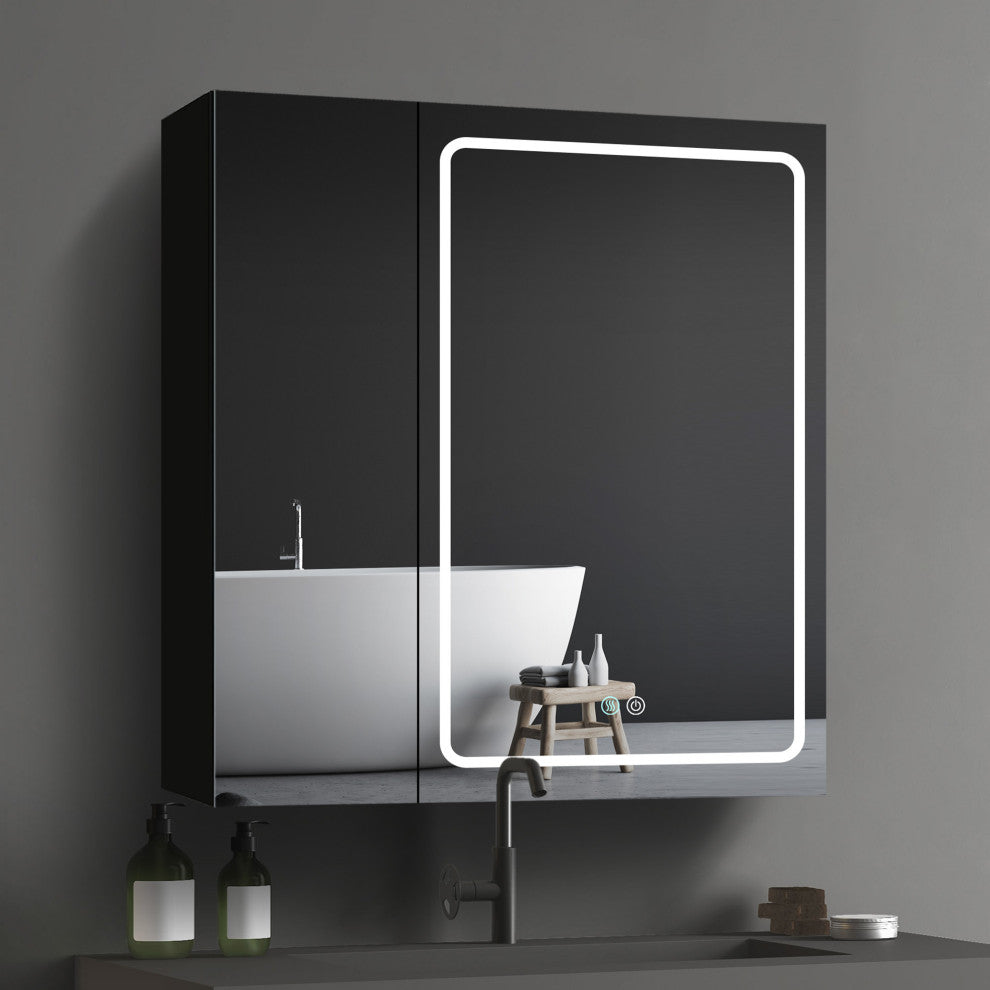 30"x30" Surface Mount Frameless LED Medicine Cabinet With Anti-Fog and Dimmable, Right Door