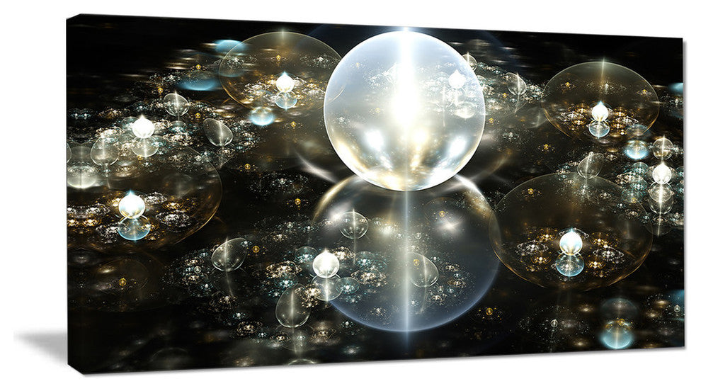 Golden Water Drops on Mirror, Oversized Abstract Canvas Art Print, 60x28