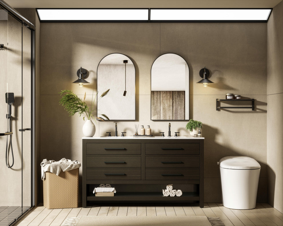 Home Living 60" Double Bathroom Vanity, Mocha Brown