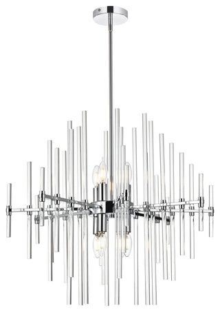 Samuel 27" Crystal Rod Pendant, Chrome