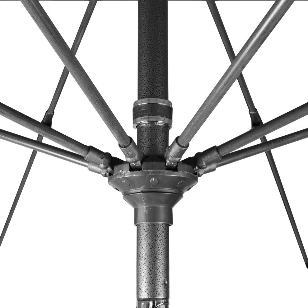 11' Grey Collar Tilt Lift Fiberglass Rib Aluminum Umbrella, Olefin, Straw