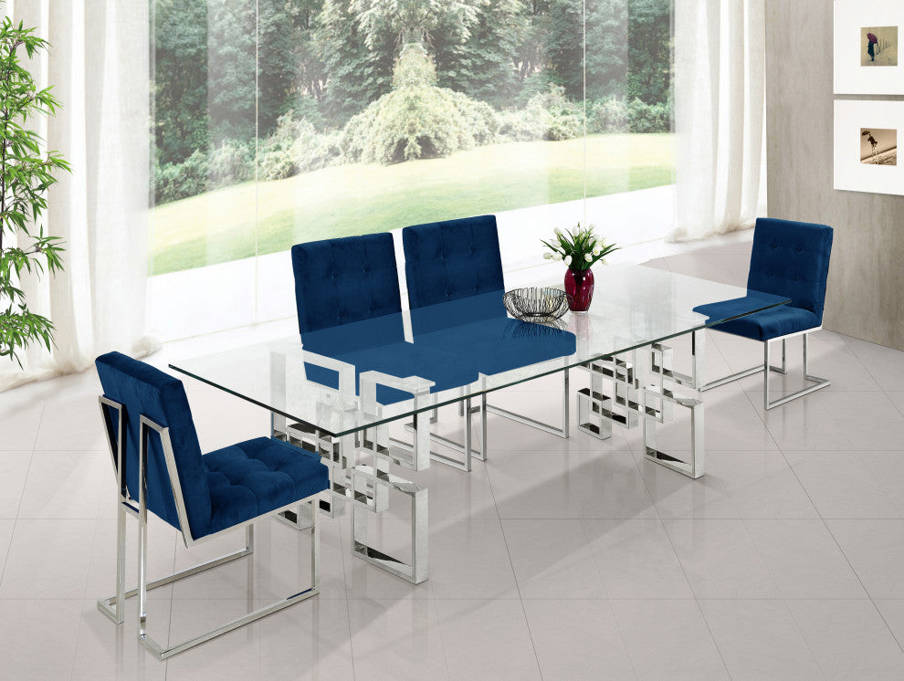 Alexis Velvet Upholstered Dining Chair (Set of 2), Navy