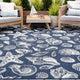 Sanibel Novelty Coastal Navy/Cream Rectangle Indoor/Outdoor Area Rug, 5'x7'