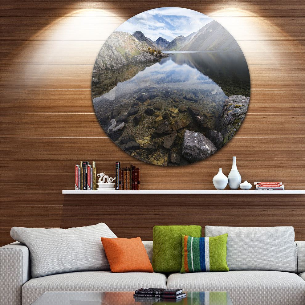 Wast Water With Reflection In Lake, Landscape Disc Metal Wall Art, 11"