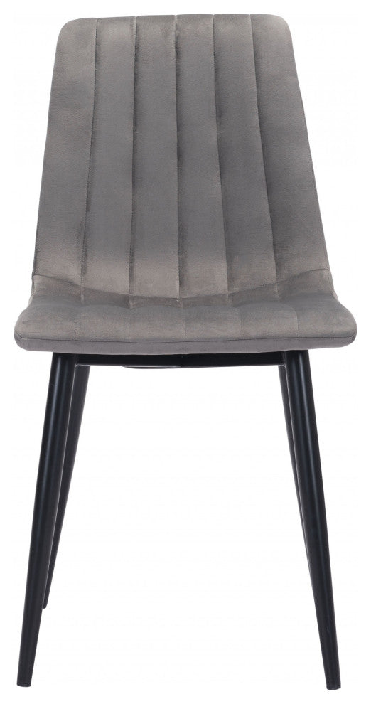 Set of Two Gray Channel Scoop Dining Chairs