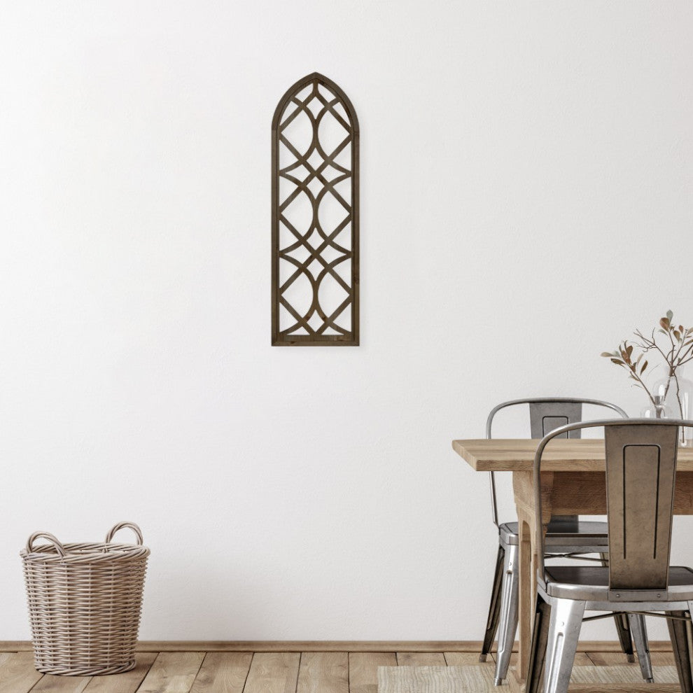 Light Brown Wooden Window Panel Wall D"cor
