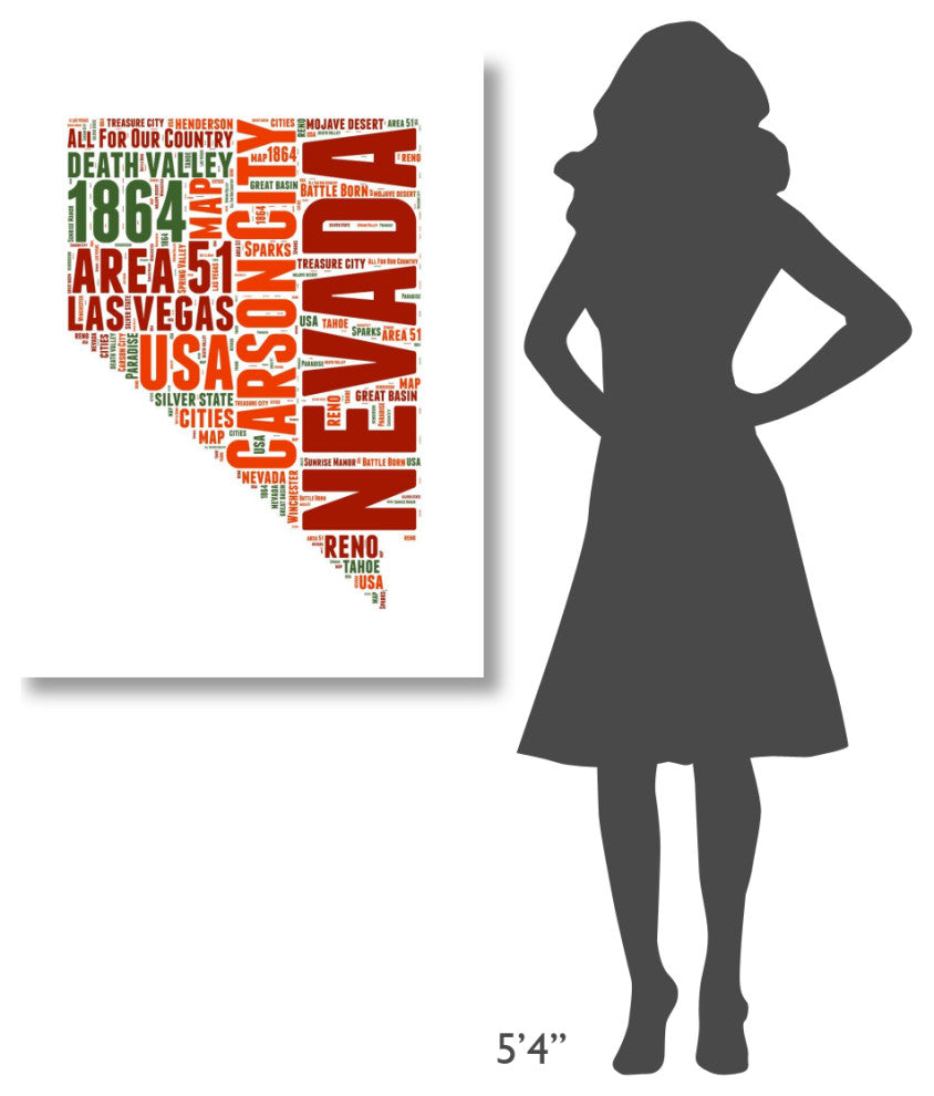 "Nevada Word Cloud Map" Fine Art Print