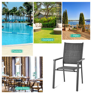 Costway Set of 10 Patio Dining Chair Stackable Padded Armrest No Assembly
