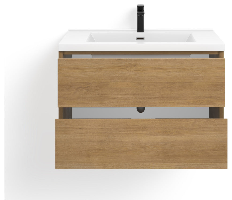 The Daria Bathroom Vanity, White Oak, 36", Single Sink, Wall Mount