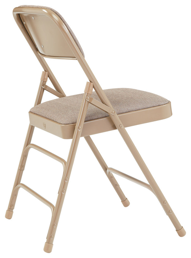NPS 2300 Fabric Triple Brace Double Hinge Folding Chair, Beige, Set of 4