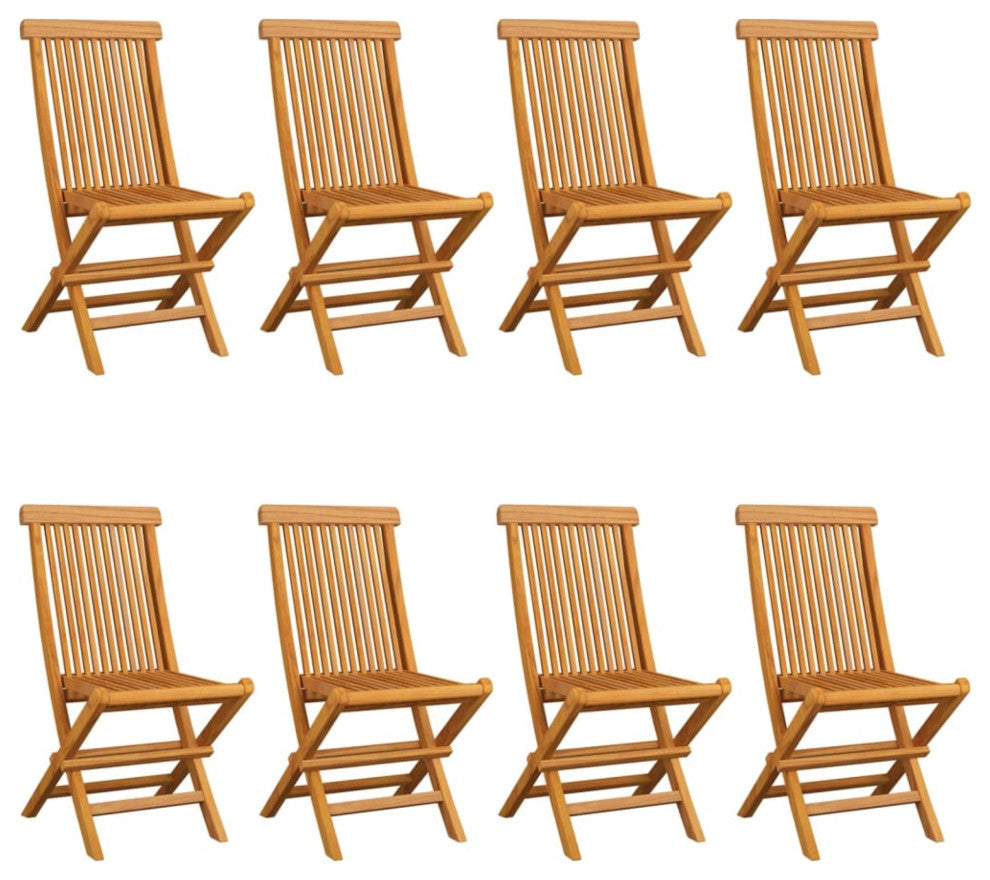 vidaXL Garden Chairs With Wine Red Cushions, Set of 8