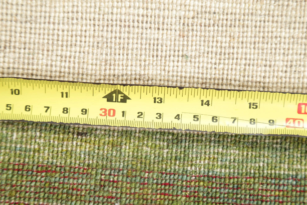 Gabbeh Border Traditional Area Rug Hand-Knotted Persian, Beige, 10'8"x2'7
