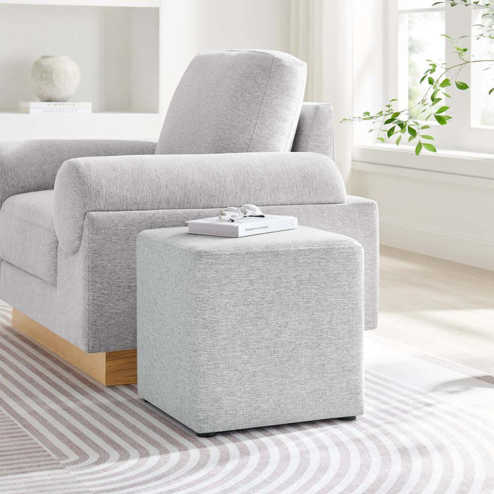 Callum 17 Square Woven Heathered Fabric Upholstered Ottoman