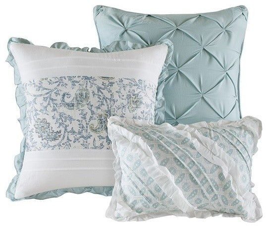 Madison Park Percale Printed 6-Piece Coverlet Set, Aqua, King/California King