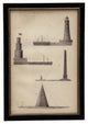 Black And White "Altitude" Lighthouses, Black Frame With Silver Bead
