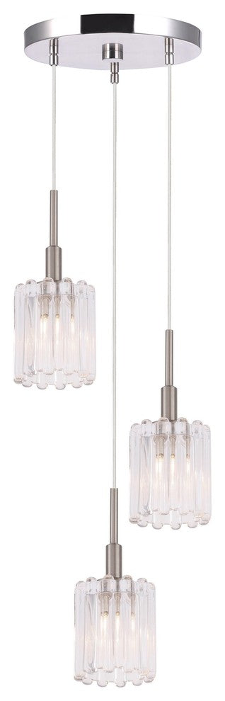 Woodbridge Lighting Candice 3-light Glass Cluster Pendant in Nickel