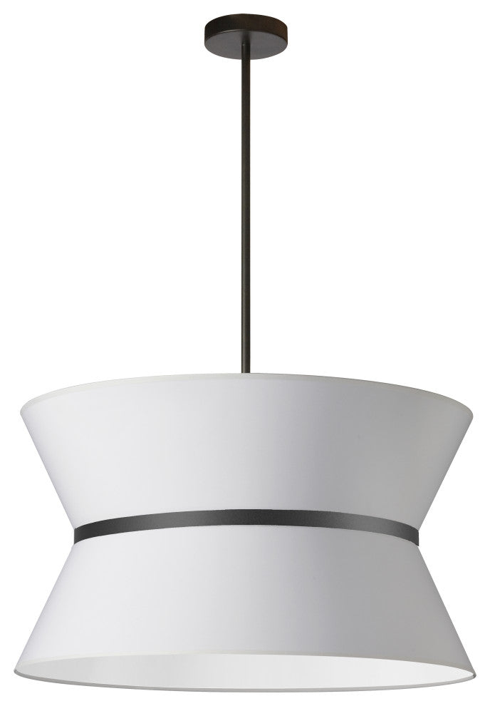 White Transitional Pendant With Matte Black Metal