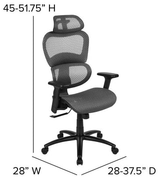 Ergonomic Mesh Office Chair w/Tilt, Adj. Headrest, Lumbar Support, & Arms-Gray