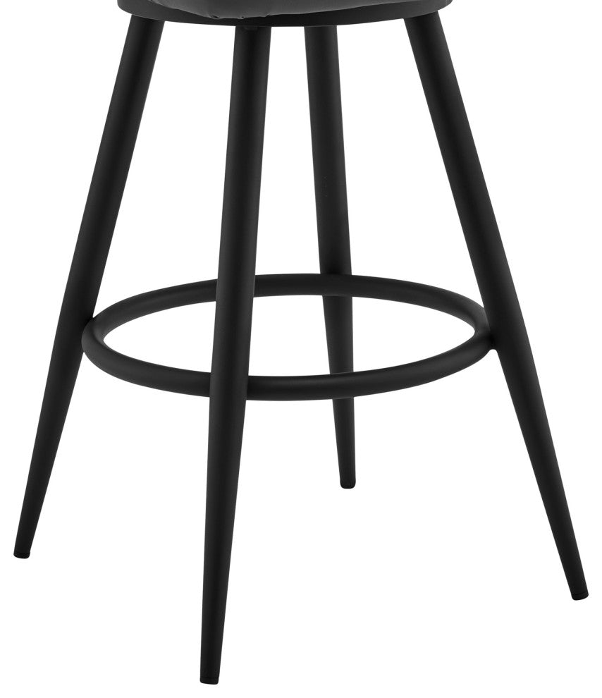 Maxen 30" Gray Faux Leather and Black Metal Swivel Bar Stool