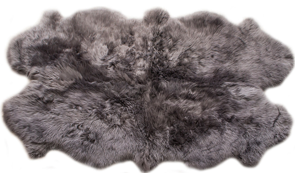 Premium New Zealand Sheepskin Area Rug, Dover Gray, 4' X 6'