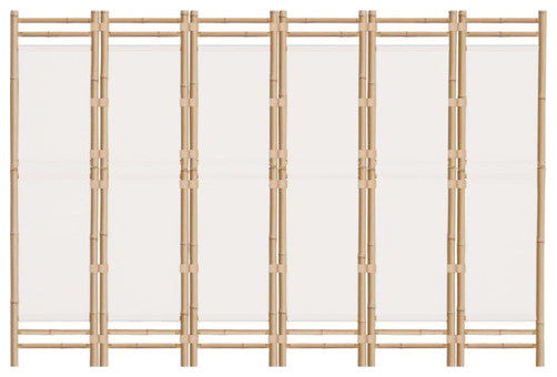 vidaXL Room Divider Foldable 6 Panel Room Divider Screen Bamboo and Canvas