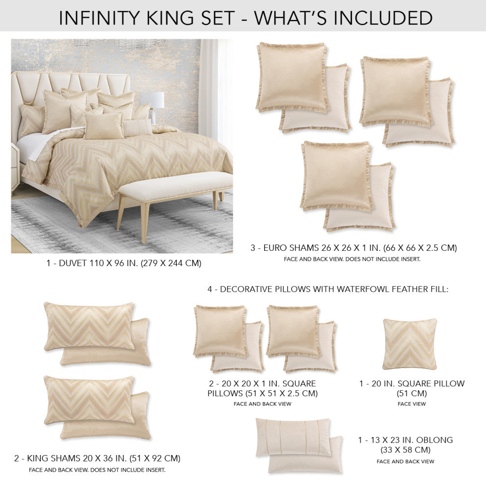 Infinity 10-Piece King Duvet Set - Gold
