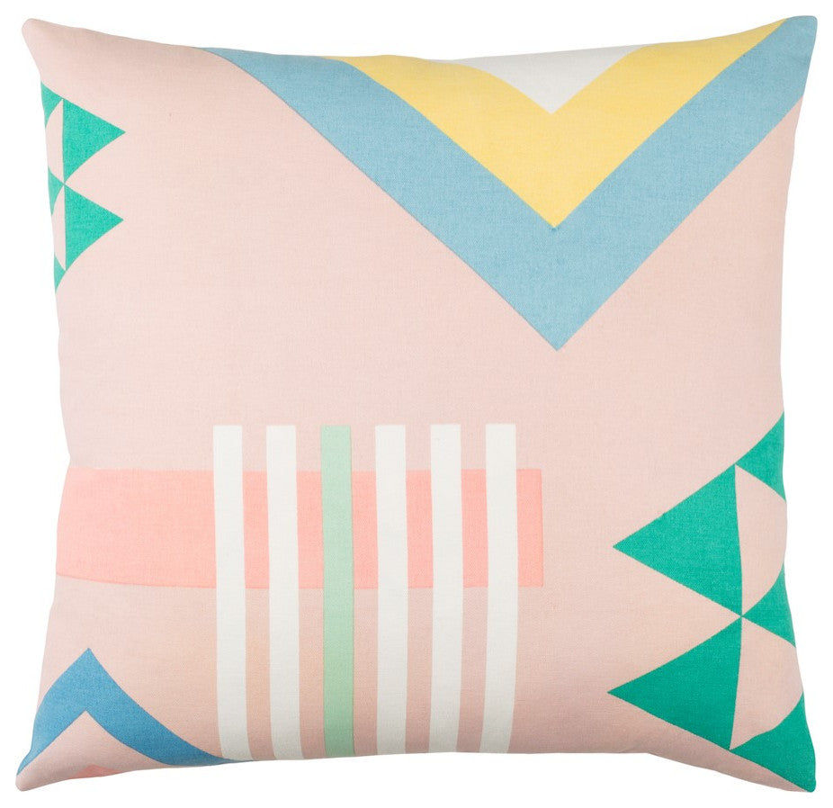 Surya Lina INA-006 20"x20" Pillow Kit, Emerald/Sky Blue/Mint/Pink/Cream