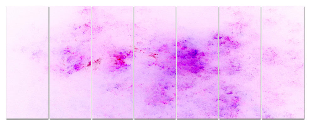 Blur Light Pink Sky with Stars, Abstract Canvas Art Print, 83"x32", 7 Panels