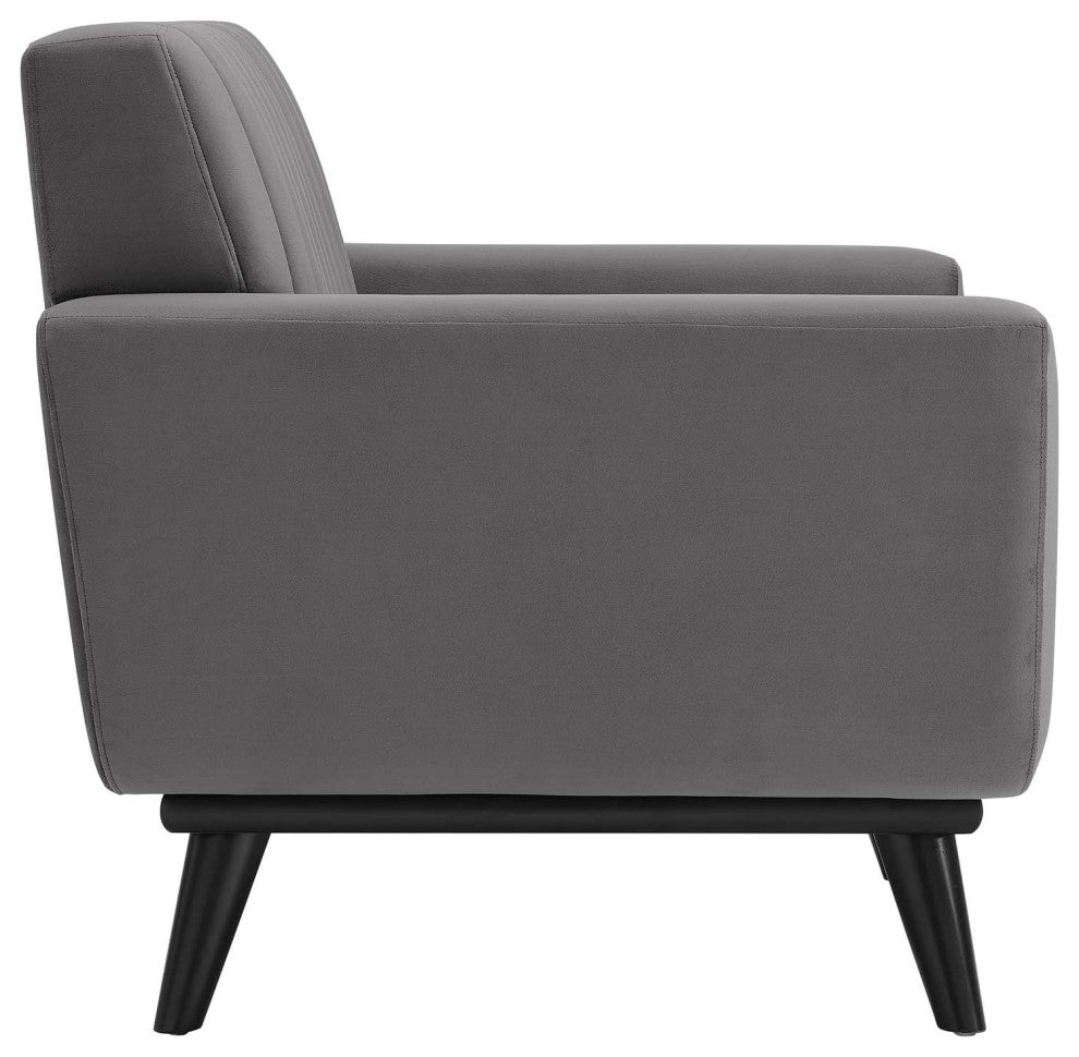 Engage Channel Tufted Performance Velvet Armchair Gray