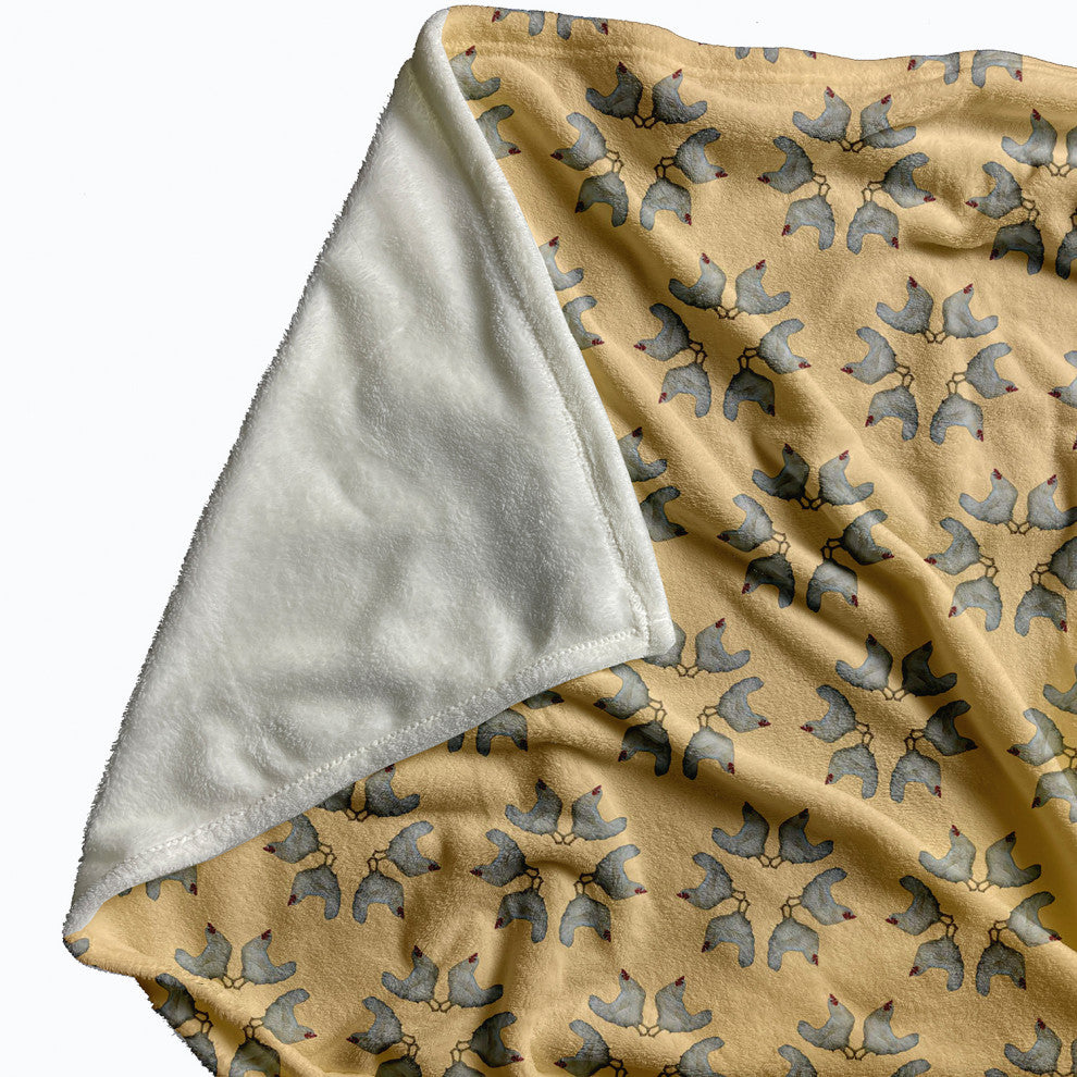 60 x 80 in Chickens-go-round Throw Blanket, Corn Yellow
