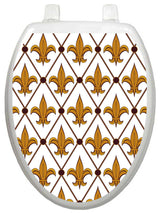 Fleur-de-lis Toilet Tattoos Seat Cover, Vinyl Lid Decal, French Bathroom Decor, Elongated