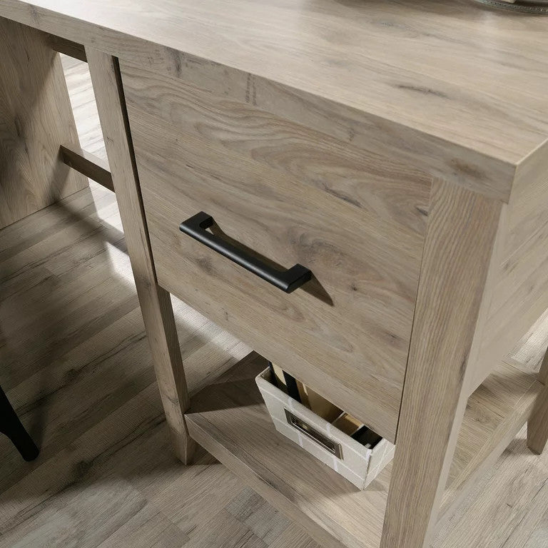 L-Shaped Desk, Large Top With Grommet Cable Management & Drawer, Laurel Oak