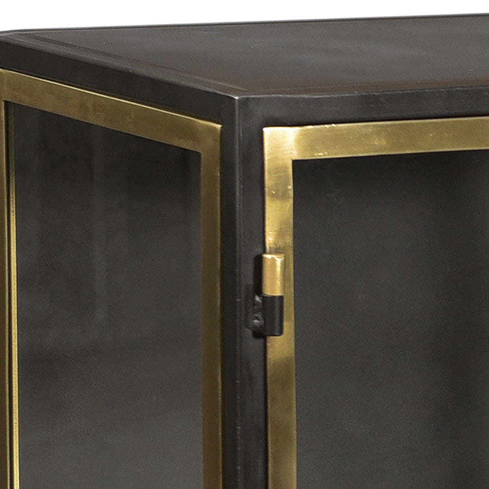 Brynlee 72" Gunmetal and Brass Iron Sideboard