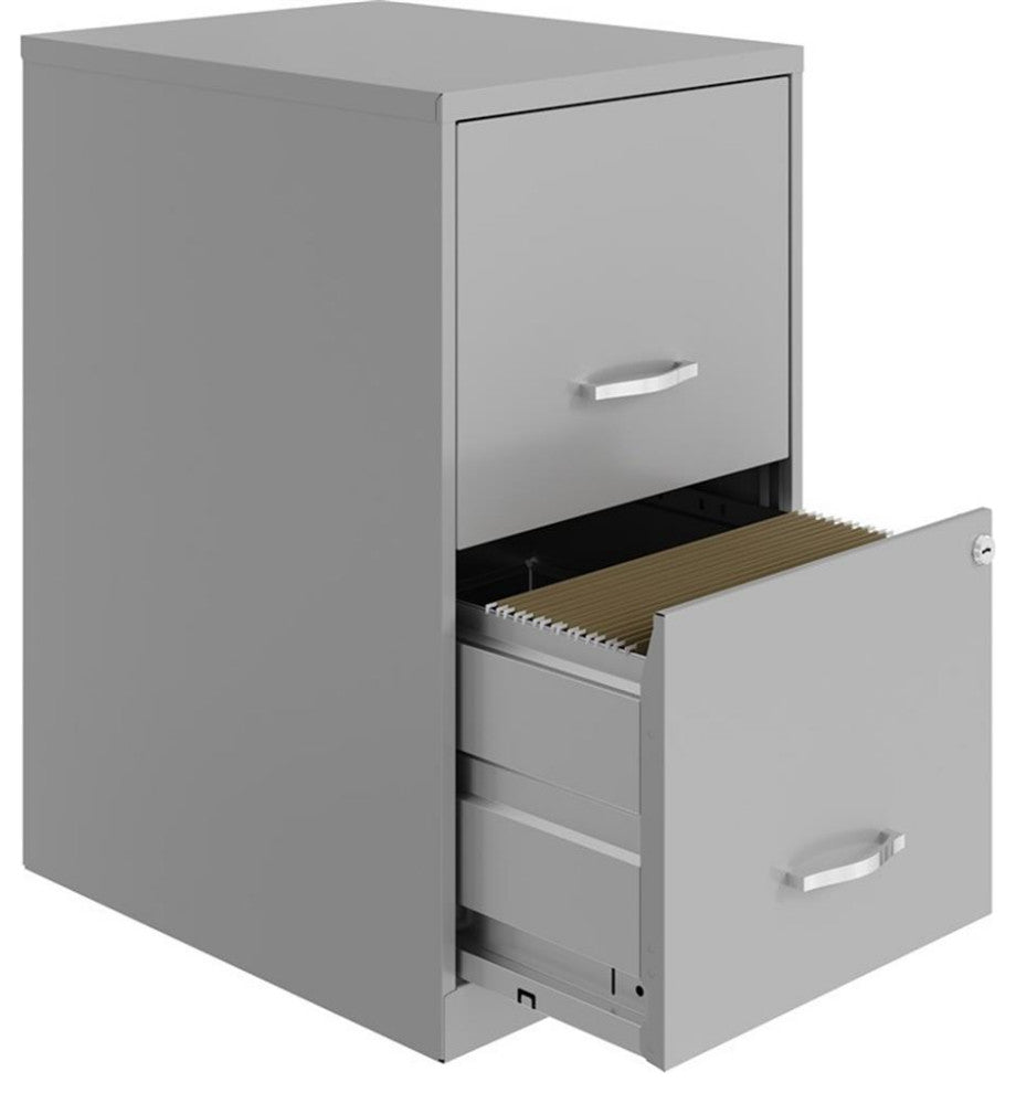 Space Solutions 18in 2 Drawer Metal File Cabinet Arctic Silver