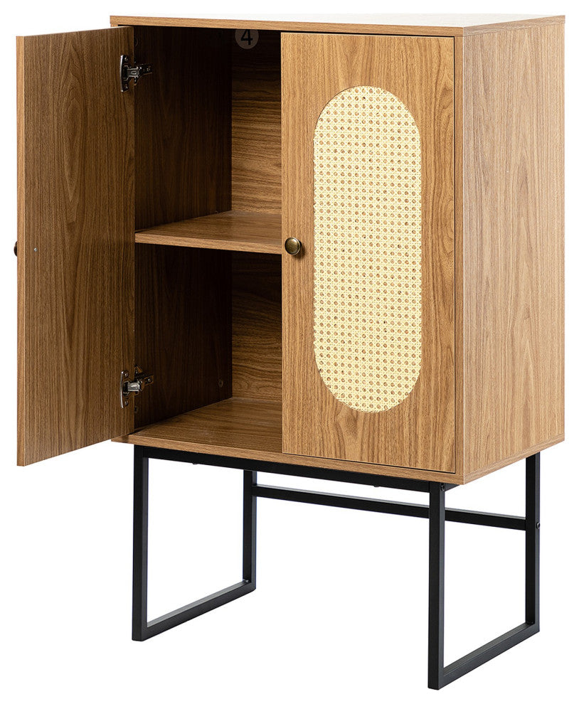 Wood Double Door Accent Cabinet with Interior Shelves , Brown, 26'' X 15''