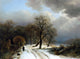 Barend Cornelis Koekkoek Figure Walking His Dog Wrapped Canvas, 21"x28"