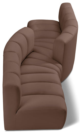 Arc Vegan Leather Upholstered 4-Pc. Facing Modular Sectional, Brown