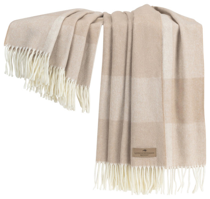 Hampton Plaid Italian Herringbone Throw, Dune
