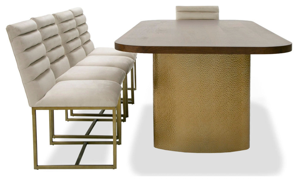 Modrest Marjorie Modern Walnut, Brushed Gold Rectangular Dining Table