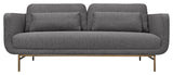 Armen Living Lilou 77" Fabric & Metal Sofa in Gray/Antique Brass