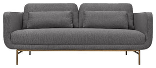 Armen Living Lilou 77" Fabric & Metal Sofa in Gray/Antique Brass
