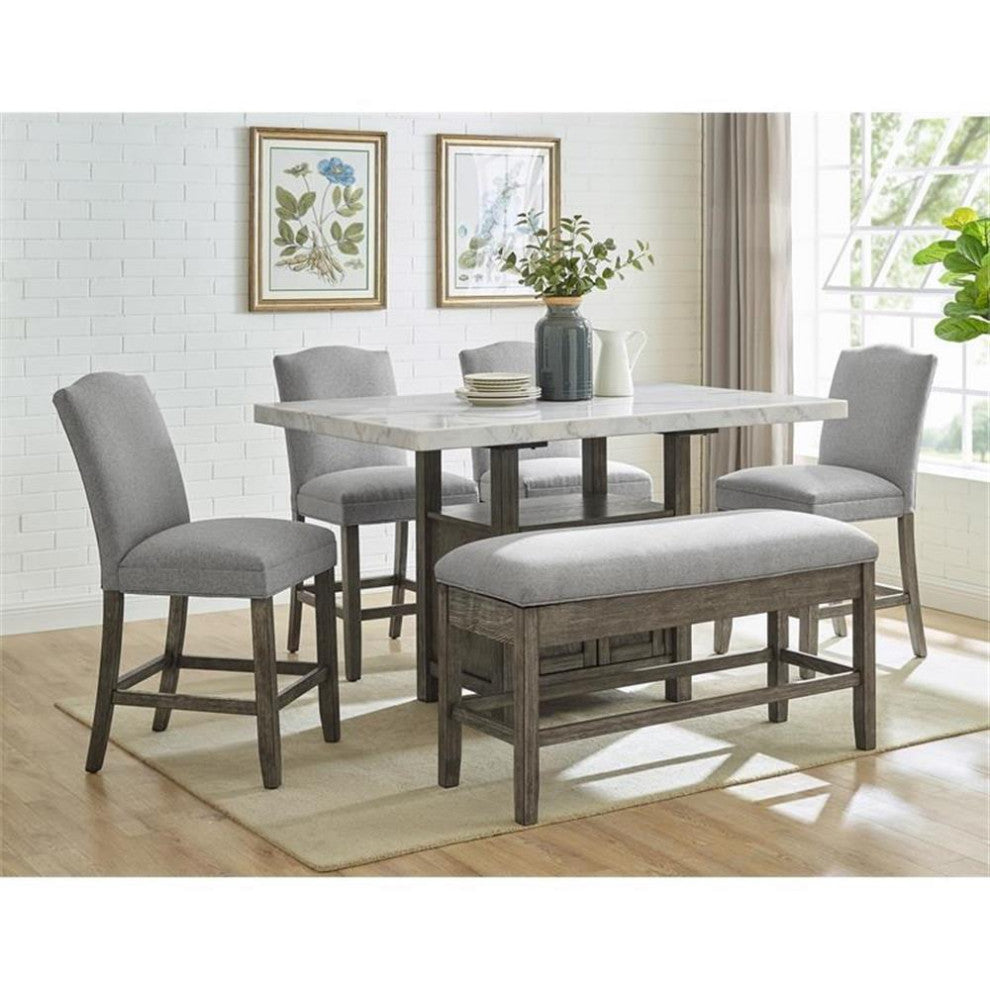 Steve Silver Grayson Gray Driftwood Storage Counter Bench