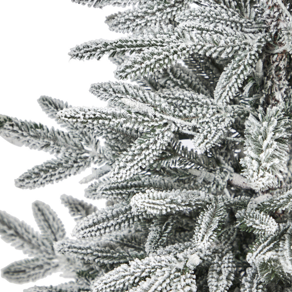 3.5' Flocked Manchester Spruce Faux Xmas Tree W/50 Lights & Bendable Branches