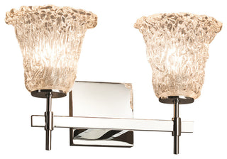 Veneto Luce Union 2-Light Bath Bar, Round Flared, Polished Chrome, Lace Shade