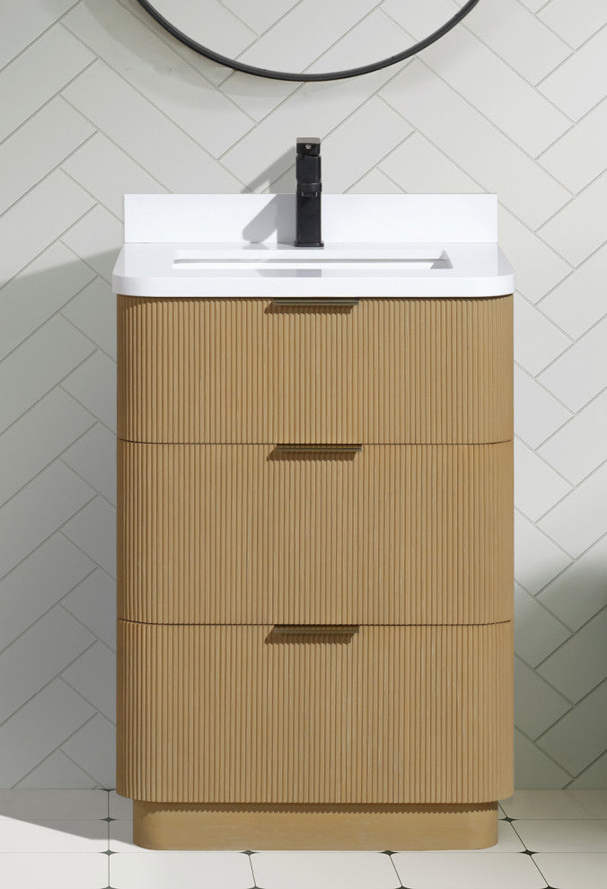 Ari Kitchen and Bath Calamigo 24" Freestanding Bathroom Vanity Oak