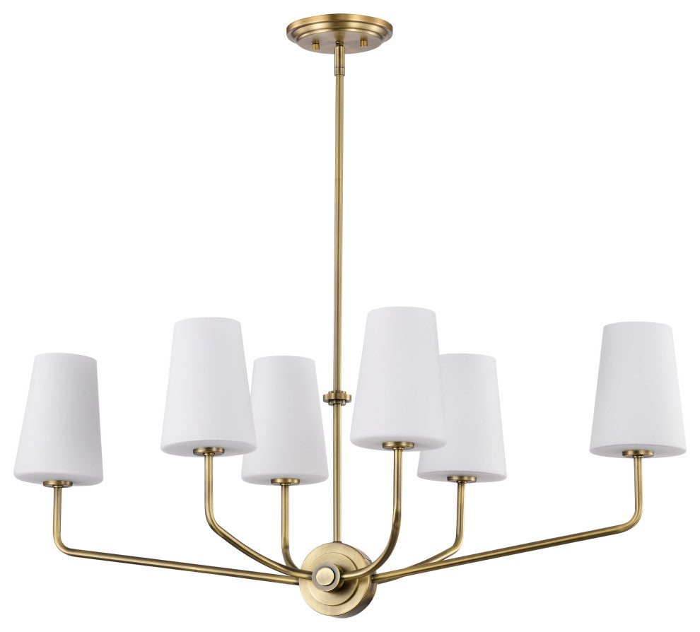Cordello 6 Light Island Pendant, Etched White Opal Glass